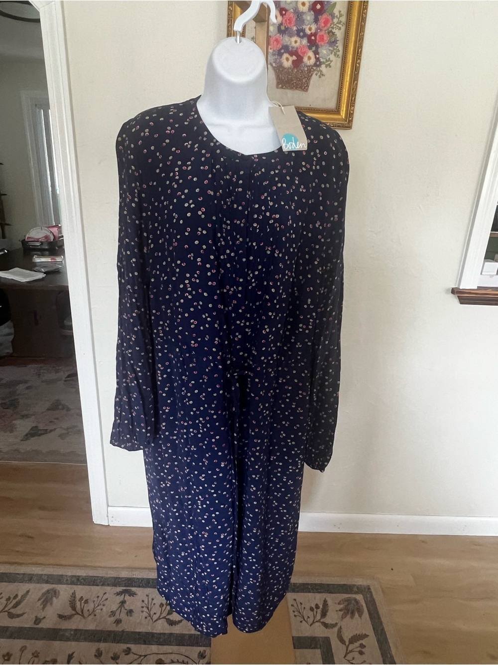 Boden Navy Dress with Daisy Print Midi Length NWT Size 18L